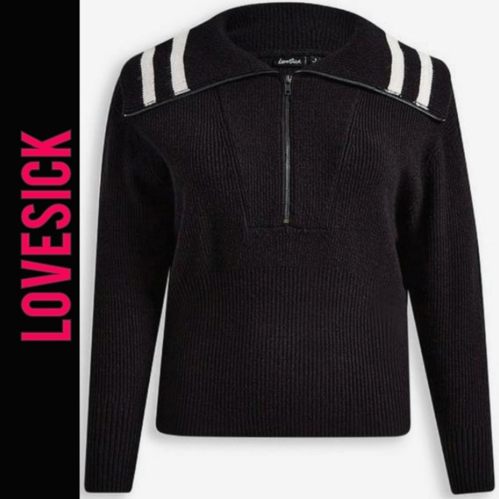 TORRID Lovesick Shaker Stitch Zip Front Pullover Sweater